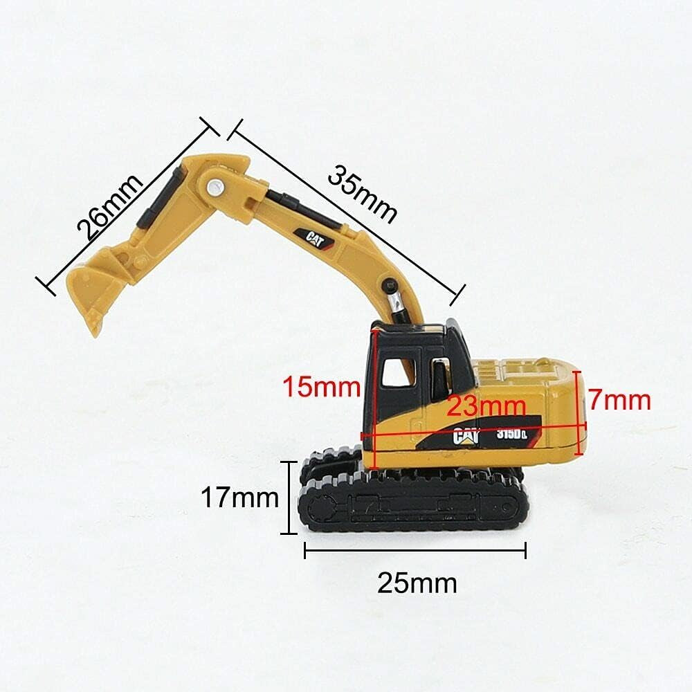 3-Pack 1:160 N Scale Diecast Miniature Excavator Engineering Vehicle Model