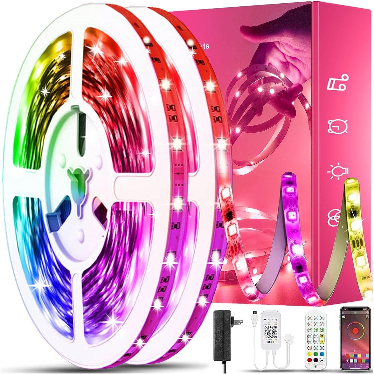 100Ft Led Lights Music Sync Color Changing Led Strip Lights Led Lights Strip with Phone App Control and Remote Led Lights for Bedroom Living Room Party Home Decoration1