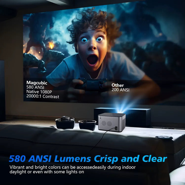 Android 11 4K Smart Projector with 580 ANSI Lumens, 1920x1080P Full HD, Wifi 6, Bluetooth 5.0, Allwinner H713, Voice Control for Home Cinema Theater - BYMRR Train Store