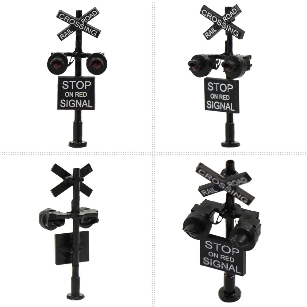 Enhance Your Model Railroad with 2Pcs N Scale LED Crossing Signals - Stop on Red Traffic Block Signal (1:160 Scale)