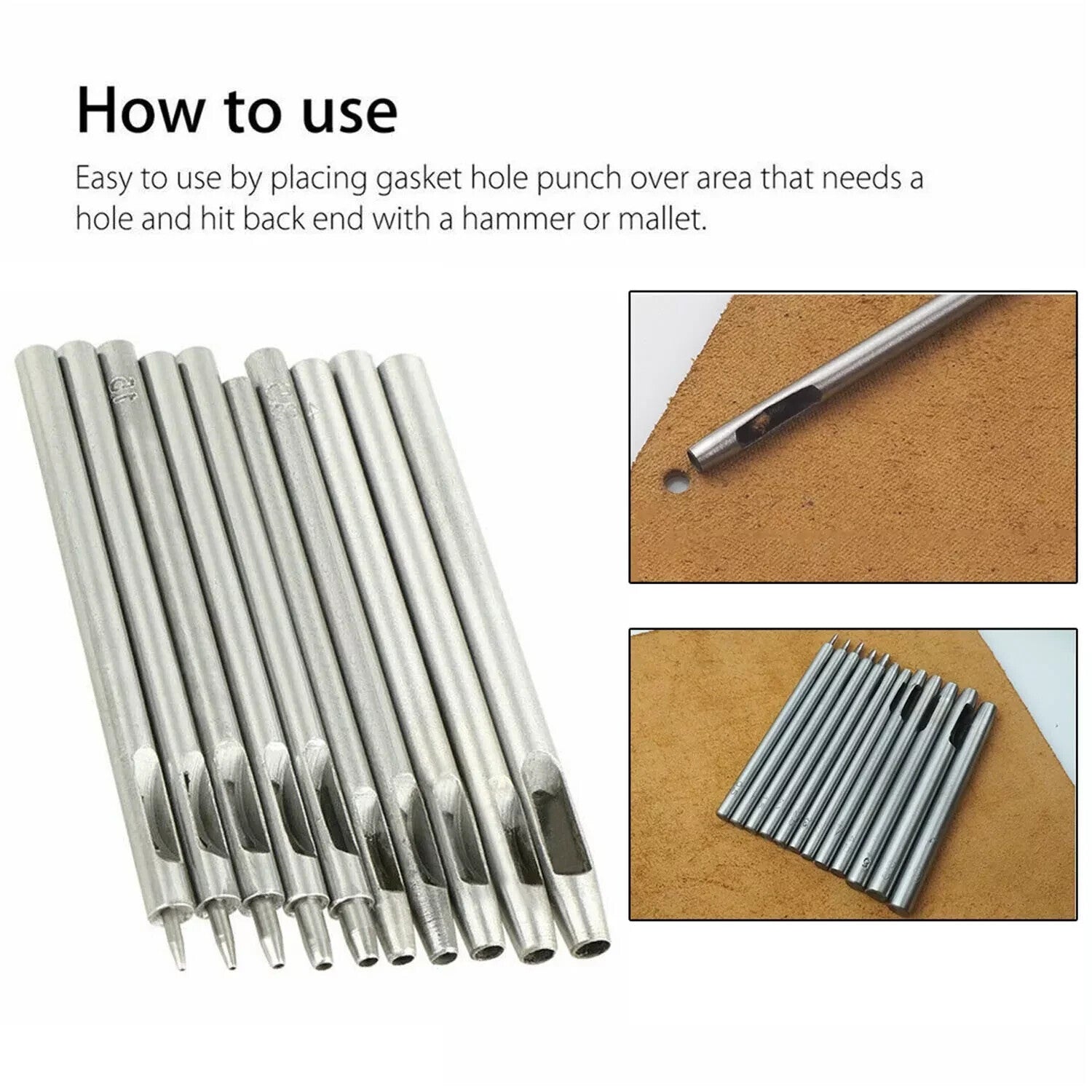 10 PCS Heavy Duty Leather Hollow Hole Punch Set DIY Craft Hand Tools 0.5-5Mm NEW