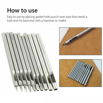 10 PCS Heavy Duty Leather Hollow Hole Punch Set DIY Craft Hand Tools 0.5-5Mm NEW