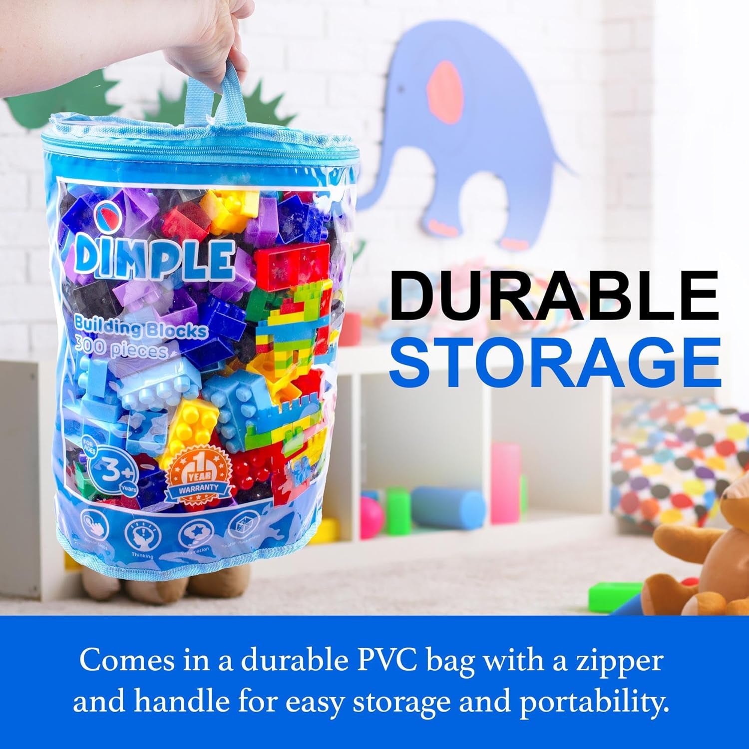 Large Stackable Interlocking Blocks for Toddlers and Kids - 1200 Pieces of Safe, Non-Toxic, Waterproof Multi-Colored Toys for Ages 3 and Up