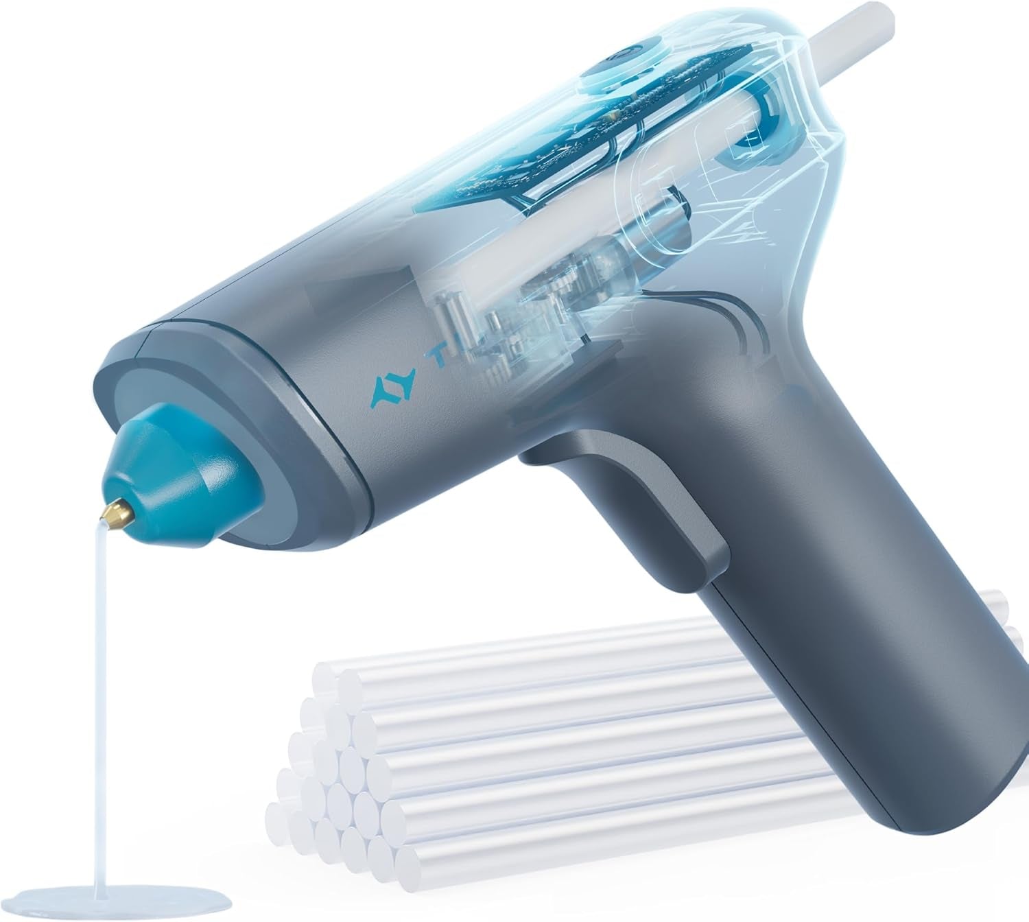 Tilswall Cordless Hot Glue Gun with 20 Glue Sticks, Fast Preheat, Continuous Dispensing, Auto Shut-Off, and USB-C Rechargeable Battery for DIY Crafting and Home Repair
