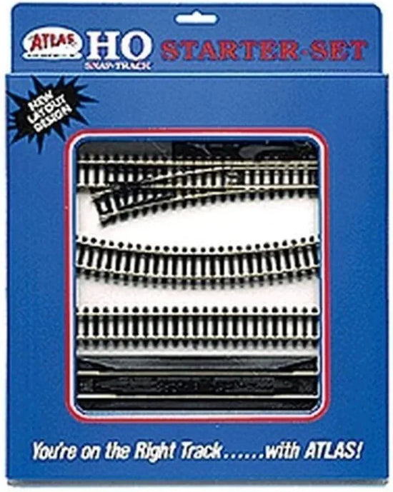Atlas HO Scale Model 88 Code 100 starter set with train tracks, locomotive, and accessories for model railroading enthusiasts.