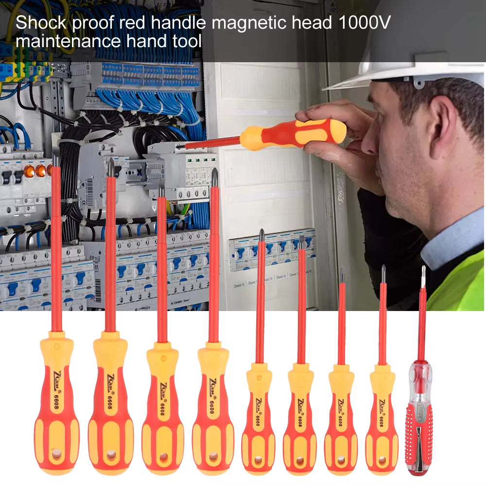 Magnetic Screwdriver Screwdriver Set Insulated Phillips Slotted Bits Electrician for Electrician Hand Tools Multifunctional