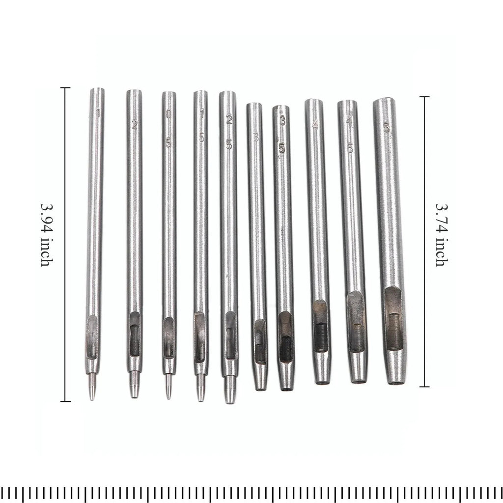 10 PCS Heavy Duty Leather Hollow Hole Punch Set DIY Craft Hand Tools 0.5-5Mm NEW