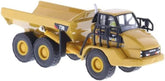 HO scale Caterpillar 730 articulated truck diecast model by Diecast Masters, detailed miniature construction vehicle.