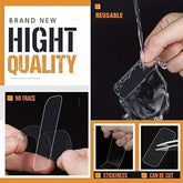 60-piece heavy-duty double-sided adhesive tape set showing strong, clear adhesive on durable tape strips for various bonding needs