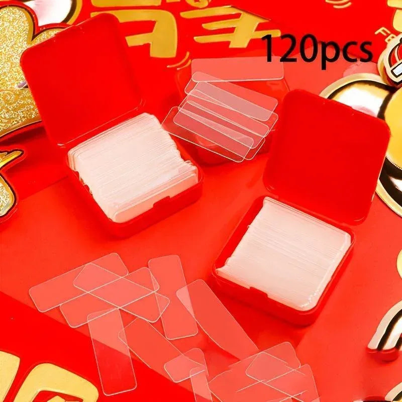 60-piece heavy-duty double-sided adhesive tape set showing rolls of strong bonding tape for various craft and repair projects.
