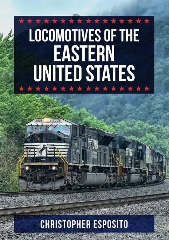 Detailed image of various Eastern United States locomotives, showcasing different models and locomotive features.