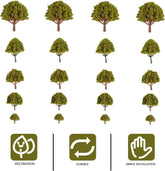 Angoily 20-piece mixed model trees set with miniature yellow landscape props for N scale model trains and fairy gardens.