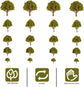 Angoily 20-piece mixed model trees set with miniature yellow landscape props for N scale model trains and fairy gardens.