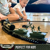 USA Electric Express Train Set for Children Ages 4-8 - Military-Themed Polar Train Model with Helicopter, Tank, Soldiers, and Tracks - Ideal Birthday Gift for Boys Ages 2-4