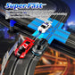 High-speed dual track slot car racing set by AGM MASETCH with four licensed vehicles on a detailed racing track.