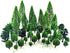Miniature trees and bushes set for dioramas and scenic models, featuring woodland and railroad architecture by SaktopDeco