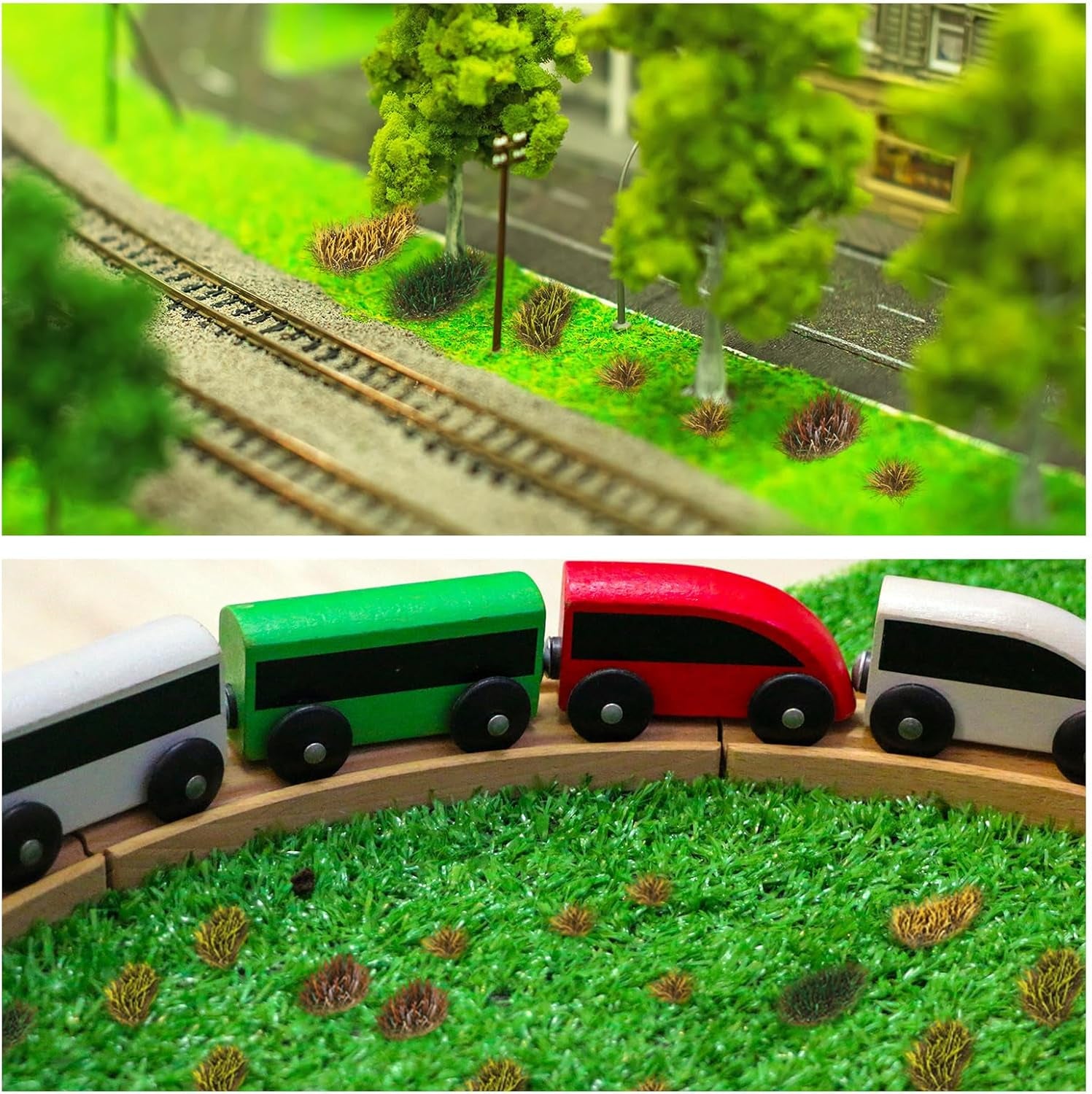 288-Piece Static Grass Tuft Flower Cluster Set - Self-Adhesive Artificial Vegetation for Miniature Terrain, Railway Scenery, and Table Landscapes (Grass Style)