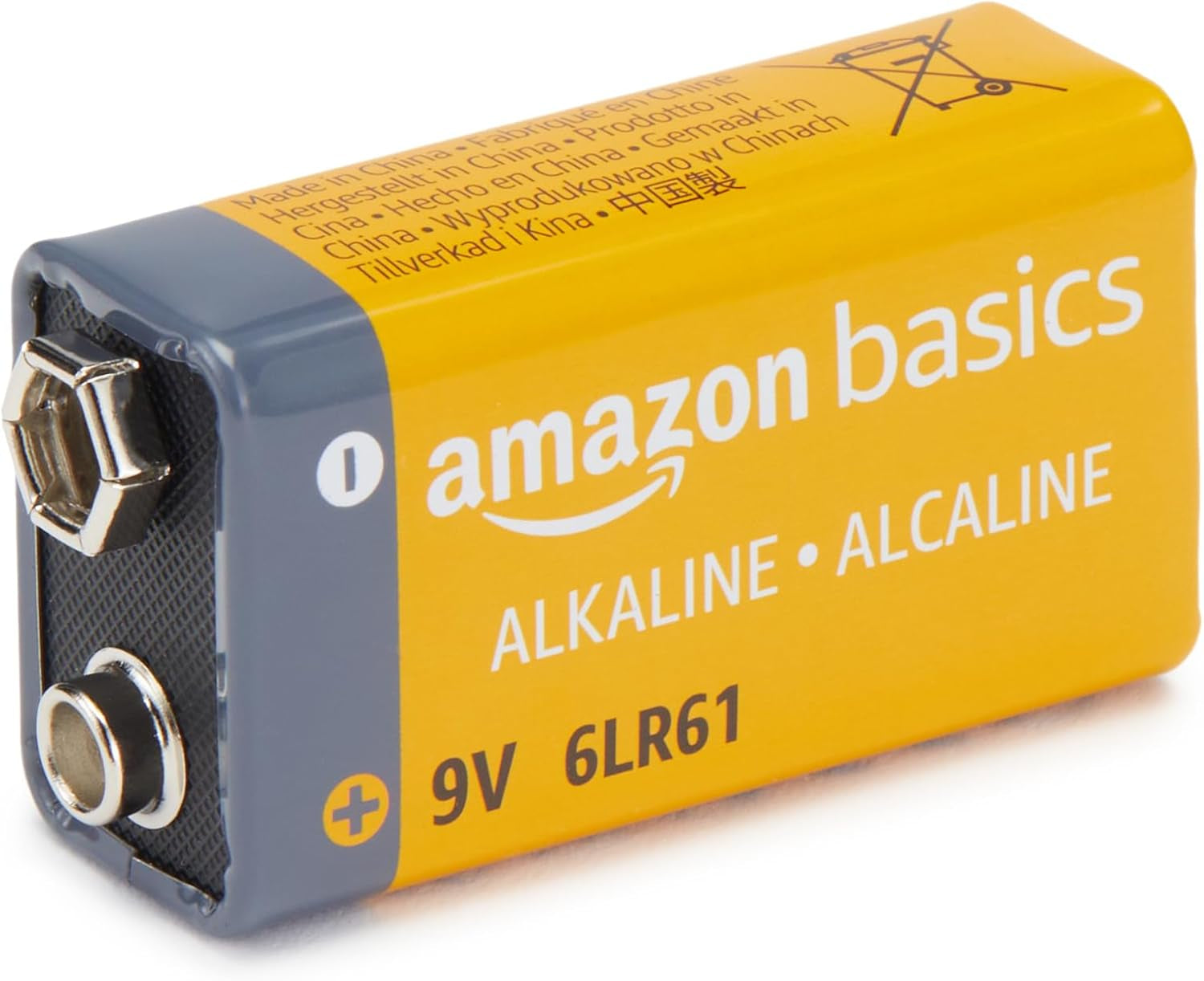 Amazon Basics 8-Pack 9V Alkaline Batteries, 5-Year Shelf Life - for Smoke/Co Detector, Electronics & Audio