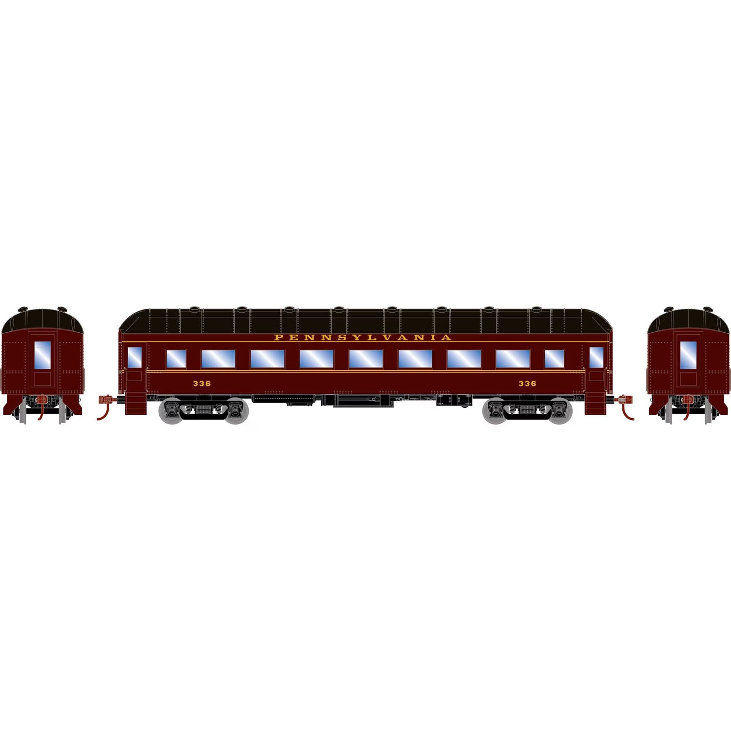 HO scale Pennsylvania Railroad arch roof passenger coach, model ATH73030, ready-to-roll model train car by BYMRR Train Store