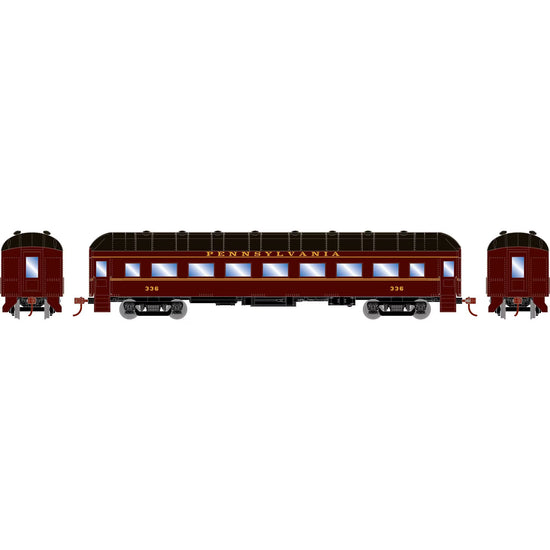 HO scale Pennsylvania Railroad arch roof passenger coach, model ATH73030, ready-to-roll model train car by BYMRR Train Store