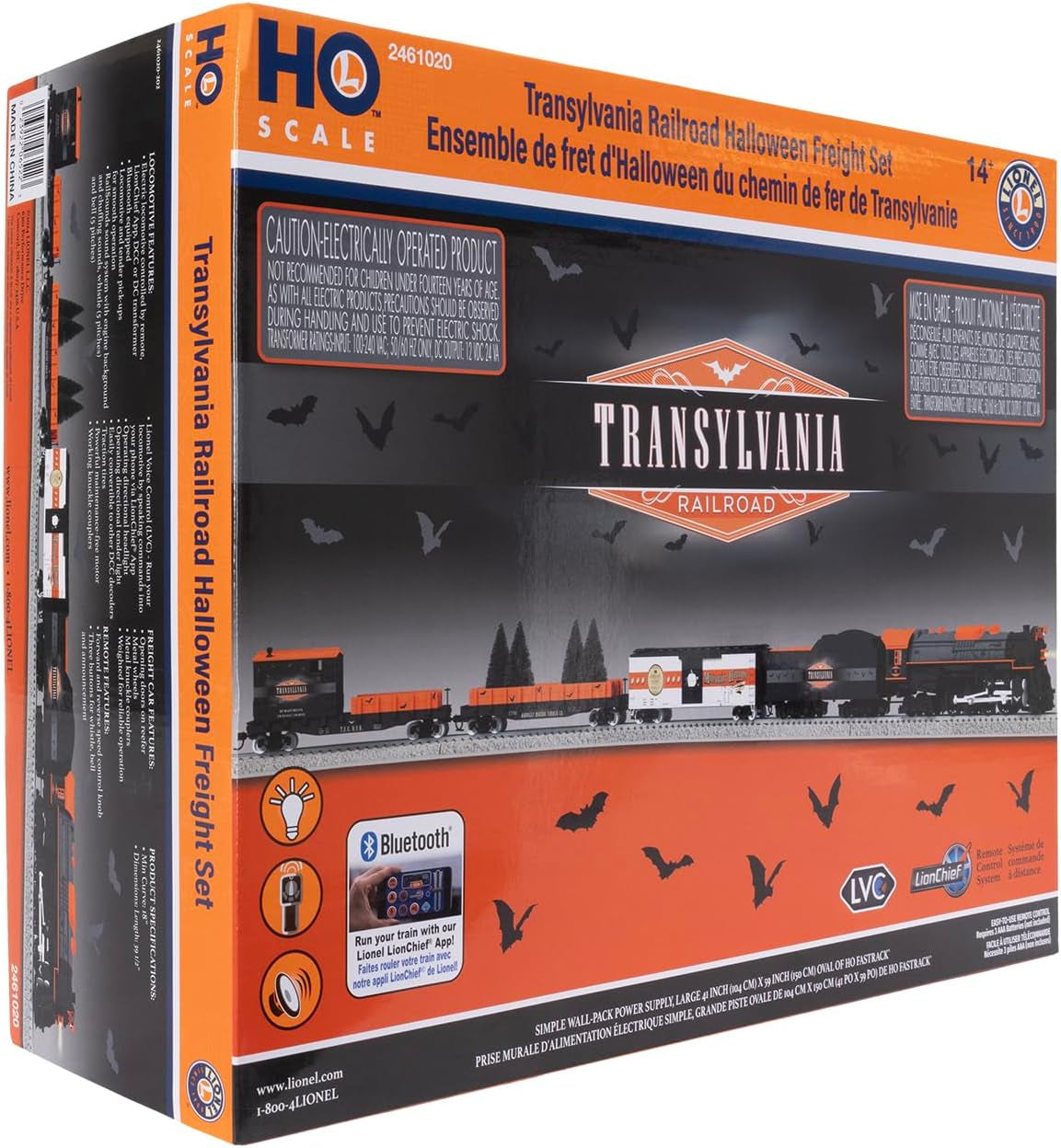 Lionel Transylvania Railroad Halloween Freight Bluetooth Electric HO Scale Model Train Set with Remote Control