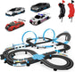 AGM MASETCH high-speed dual track slot car racing set with four licensed vehicles and racing controllers on a track layout.