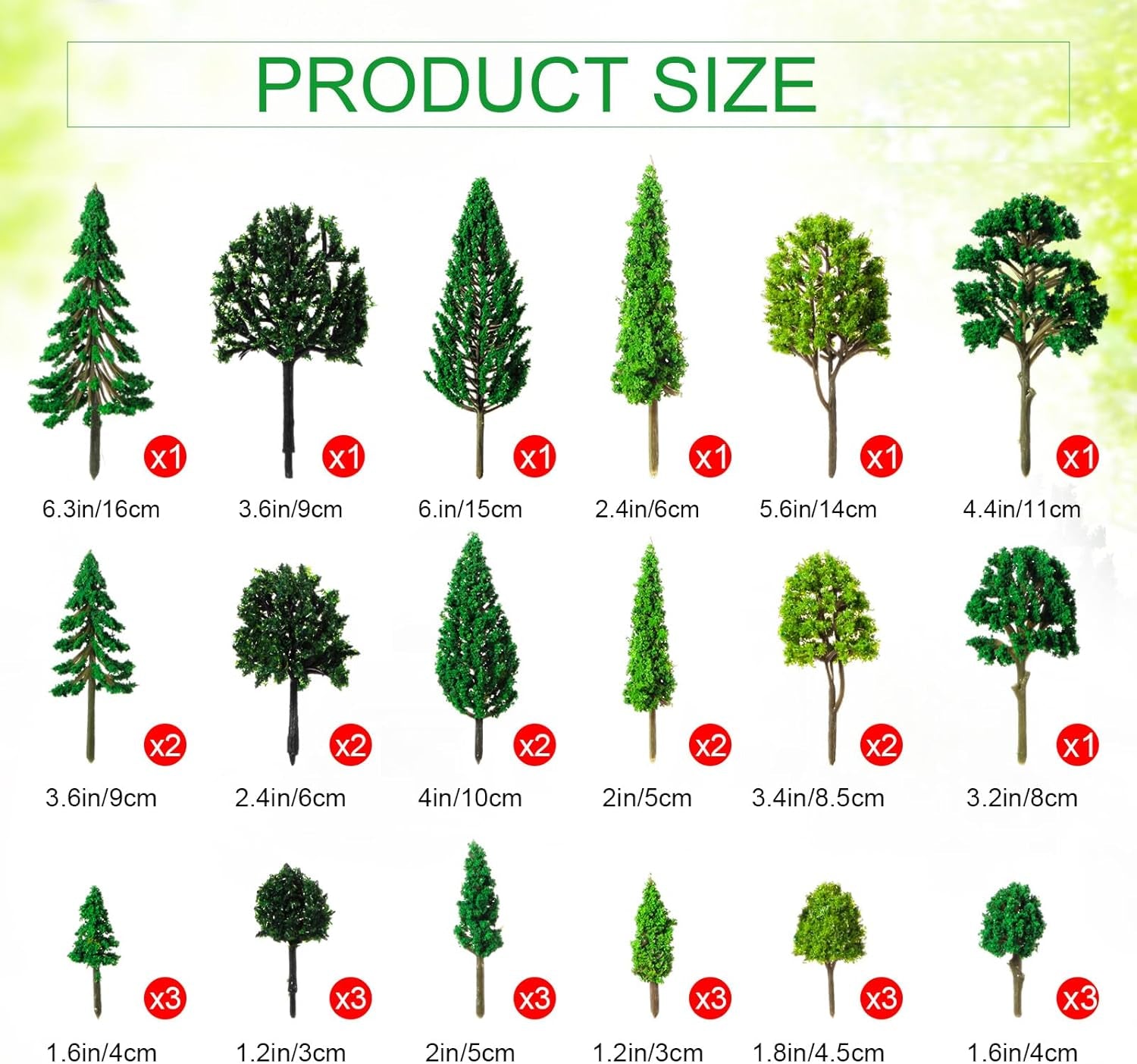 Skylety 35-Piece Mixed Miniature Model Trees Set (1.2-6.3 Inches) for Dioramas, Train Scenery, and DIY Crafts - Assorted Greenery for Architectural and Holiday Displays