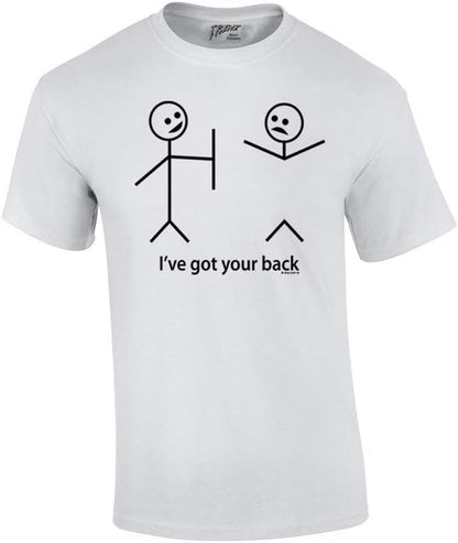 Humorous Short Sleeve T-Shirt Featuring Stick Figures and Witty Phrases