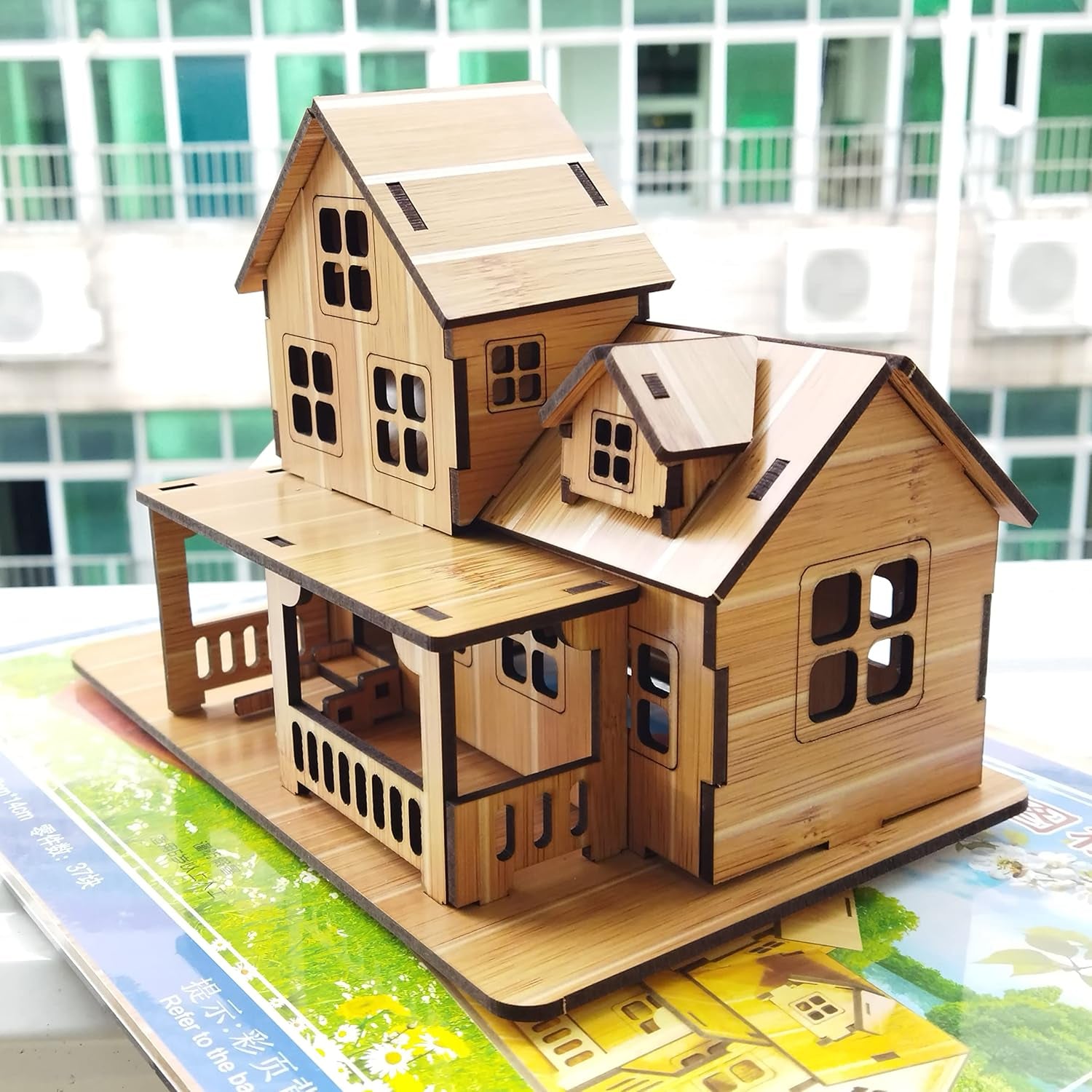 3D Wooden Puzzle Model Kit - Little House Log Cabin, 7.9"x4.7"x5.5", Brain Teaser for Adults (1 Piece)