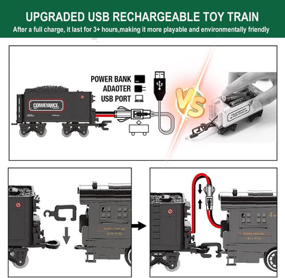 Electric Train Sets for Boys Girls Metal Alloy Christmas Trains Toys Steam Locom - BYMRR Train Store