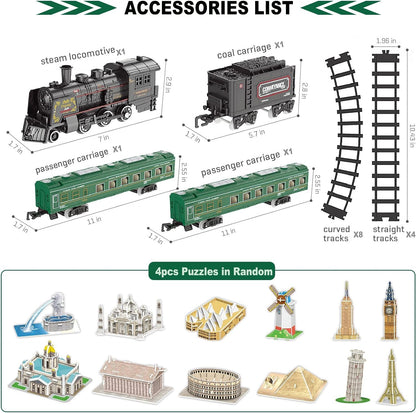 Electric Train Sets for Boys Girls Metal Alloy Christmas Trains Toys Steam Locom - BYMRR Train Store