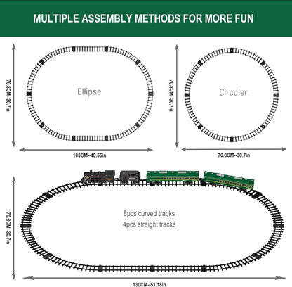 Electric Train Sets for Boys Girls Metal Alloy Christmas Trains Toys Steam Locom - BYMRR Train Store