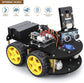 ELEGOO UNO R3 Smart Robot Car Kit V4 for Arduino, advanced STEM robotics kit with components for coding and engineering projects.