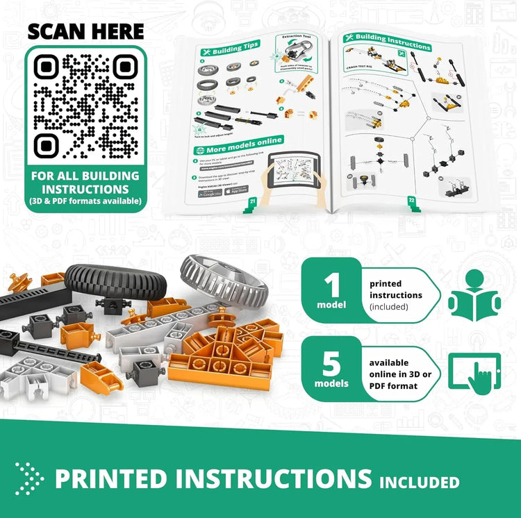 Engino STEM educational kit with building components for exploring physics principles and scientific experiments.