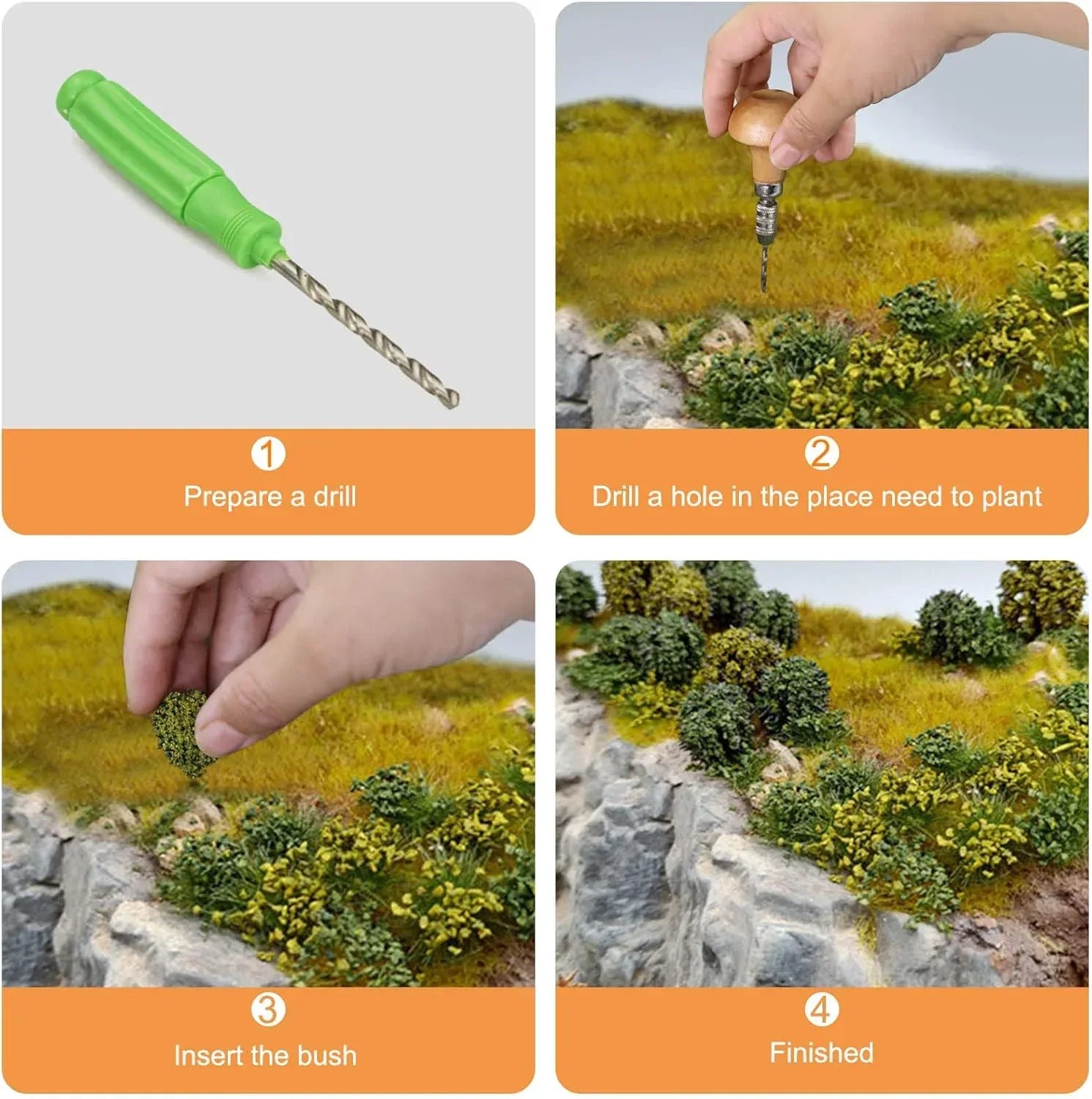 Miniature Vegetation Bush Trees with Model Bases for Terrain in War Gaming and DIY Railway Scenery (Set of 24) - BYMRR Train Store