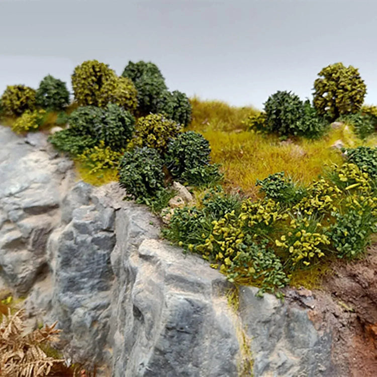 Miniature Vegetation Bush Trees with Model Bases for Terrain in War Gaming and DIY Railway Scenery (Set of 24) - BYMRR Train Store