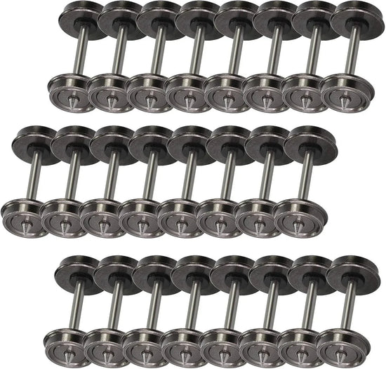 Set of 24 metal HO scale 1:87 model train wheels, 33-inch diameter, DC compatible for model C8725 by EVEMODEL.