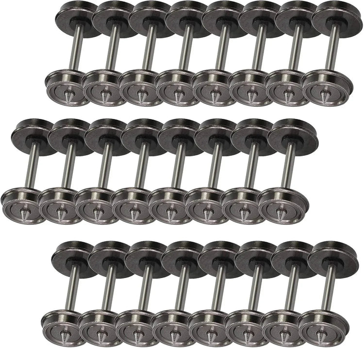 Set of 24 metal HO scale 1:87 model train wheels, 33-inch diameter, DC compatible for model C8725 by EVEMODEL.