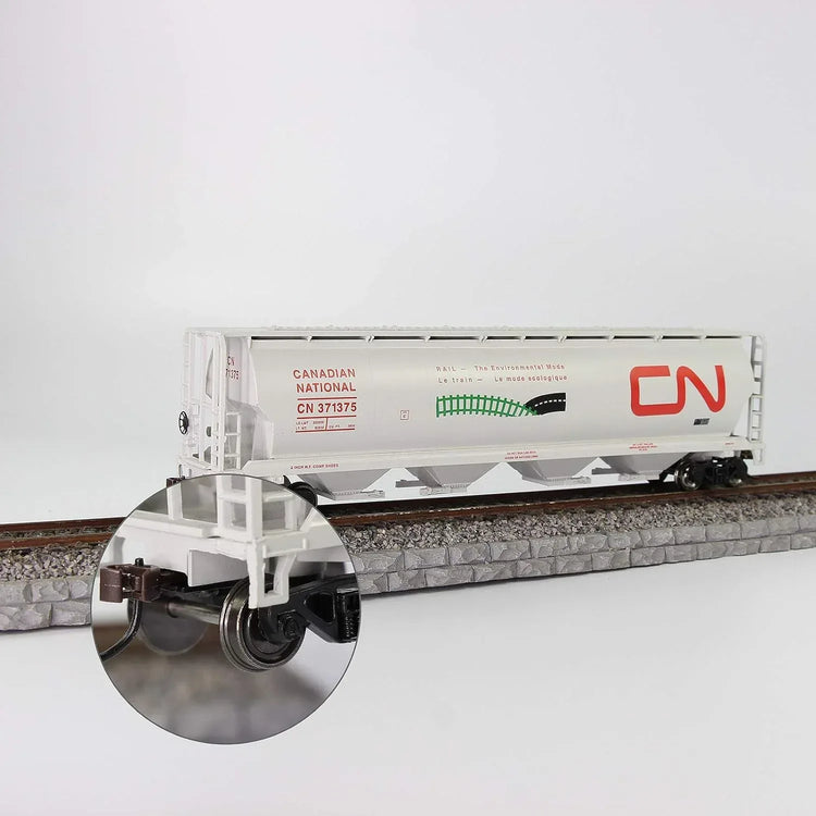 EVEMODEL 24-piece HO scale 1:87 metal wheel set for model trains, DC compatible, showing detailed 33-inch wheels on a train model.
