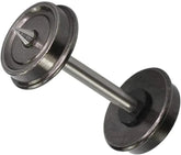 EVEMODEL 24-piece HO scale 1:87 metal wheel set for model trains, featuring 33-inch wheels, DC compatible, detailed metal construction.