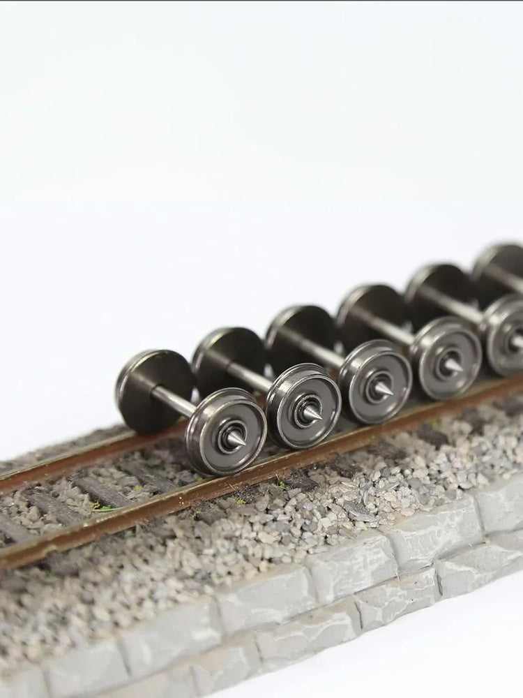 24-piece HO scale model train metal wheelsets with axles, compatible with DC locomotives, by EVEMODEL.