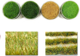 Evemodel CFA4 4 x 300ml mixed green static grass terrain powder for fairy gardens, miniatures, landscapes, and model railway layouts