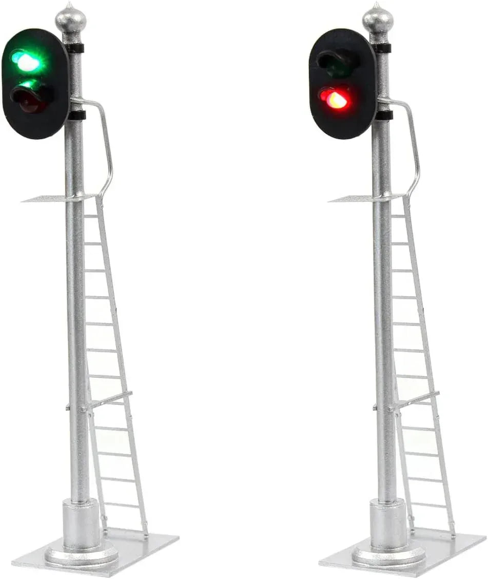 Evemodel JTD433GR dual-pack O scale model railroad block signals with green and red 2-light traffic lights for 12V train layouts