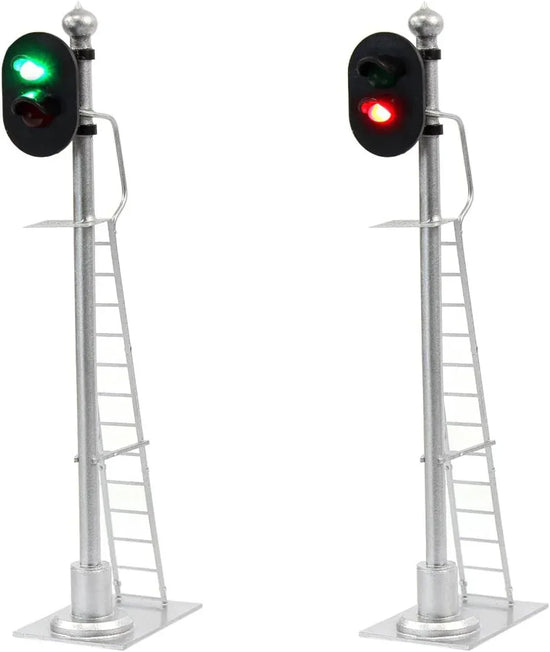 Evemodel JTD433GR dual-pack O scale model railroad block signals with green and red 2-light traffic lights for 12V train layouts