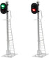 Evemodel JTD433GR dual-pack O scale model railroad block signals with green and red 2-light traffic lights for 12V train layouts