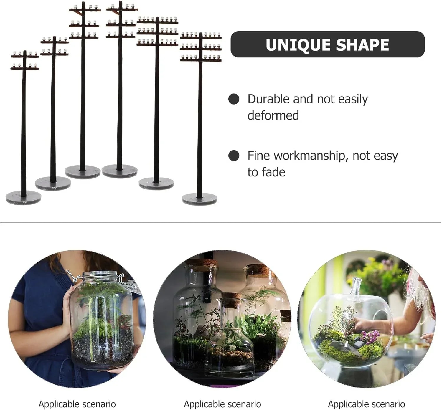 EXCEART Miniature Telephone Poles 30 Pcs O Gauge Train Accessories Plastic Telegraph Poles for Model Railway Diorama Sand Table Micro Landscape Decor - BYMRR Train Store