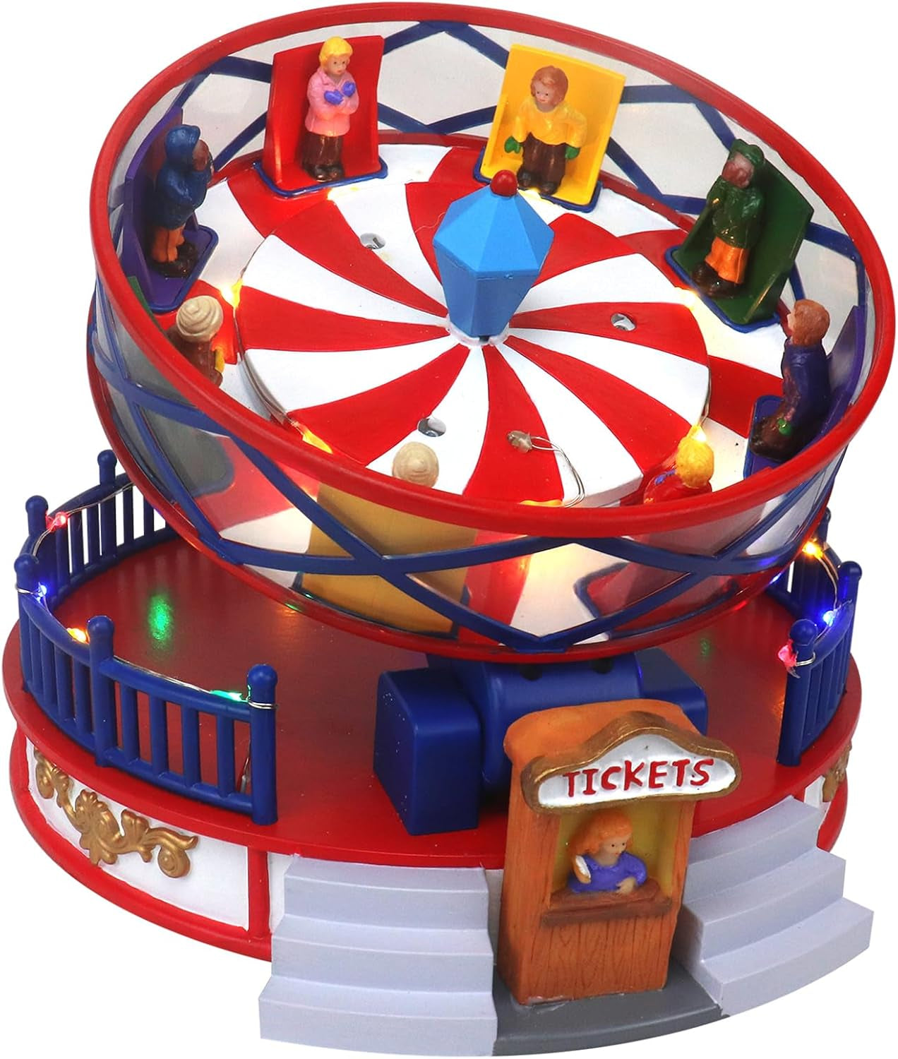 Animated Christmas Village Bumper Cars - Illuminated Carnival Display with Musical Features and Moving Vehicles - Perfect for Indoor Holiday Decor and Festive Exhibits