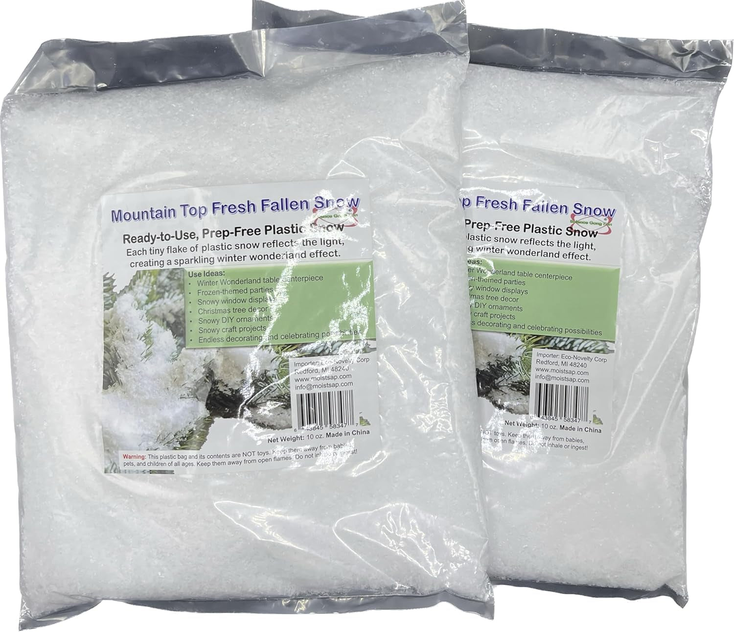 20 Ounce Artificial Snow Flakes Confetti for Holiday and Winter Decorations - Sparkling White Dry Plastic Snow for Festive Displays