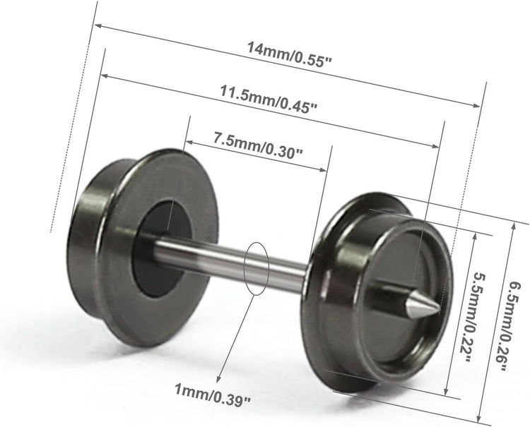 24-Piece N Scale 33" Metal Wheelset with Metal Axles for Model Trains and Trucks - HP05150