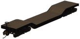 HO scale Bachmann Williams BAC18349 depressed flat car, 52 ft., model train accessory, shown on track with detailed markings